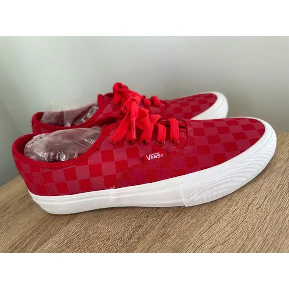 VANS Reflective Checkerboard Red Ultracush Canvas Authentic Shoes Mens size 7