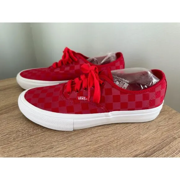 VANS Reflective Checkerboard Red Ultracush Canvas Authentic Shoes Mens size 7