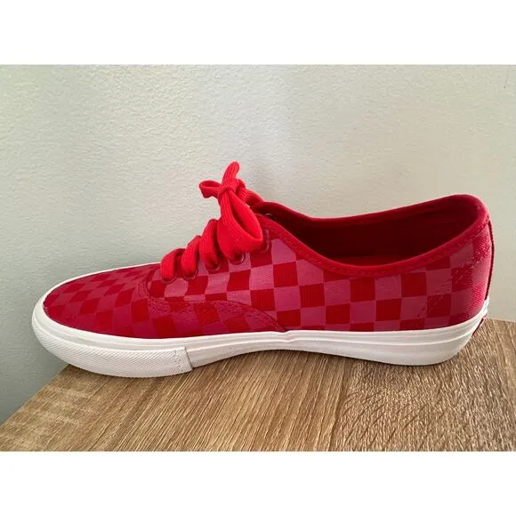 VANS Reflective Checkerboard Red Ultracush Canvas Authentic Shoes Mens size 7