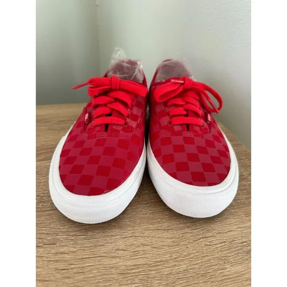 VANS Reflective Checkerboard Red Ultracush Canvas Authentic Shoes Mens size 7