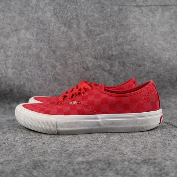 Vans Shoes Mens 8 Sneaker Authentic Pro Red Checkered Canvas Skate Casual Active