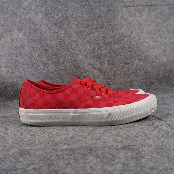 Vans Shoes Mens 8 Sneaker Authentic Pro Red Checkered Canvas Skate Casual Active