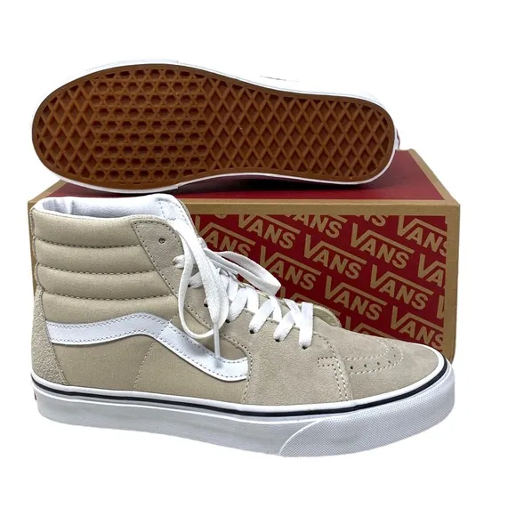 VANS Sk8-Hi Shoes Beige Suede Canvas Casual Sneakers SB Women's Size VN0005U9BLL