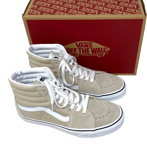 VANS Sk8-Hi Shoes Beige Suede Canvas Casual Sneakers SB Women's Size VN0005U9BLL