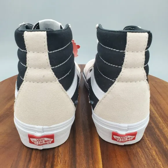 Vans Sk8 Hi Shoes Women's 8 Antique White Black Bolt Suede Lace Up Sneakers