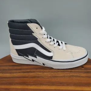 Vans Sk8 Hi Shoes Women's 8 Antique White Black Bolt Suede Lace Up Sneakers
