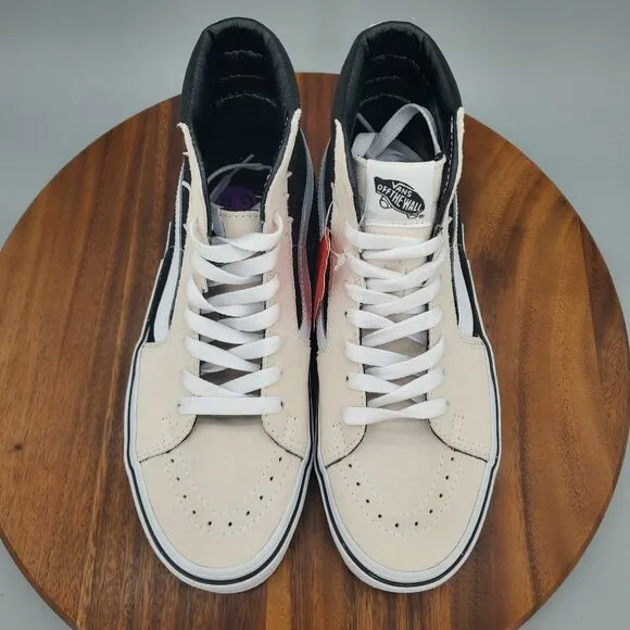 Vans Sk8 Hi Shoes Women's 8 Antique White Black Bolt Suede Lace Up Sneakers