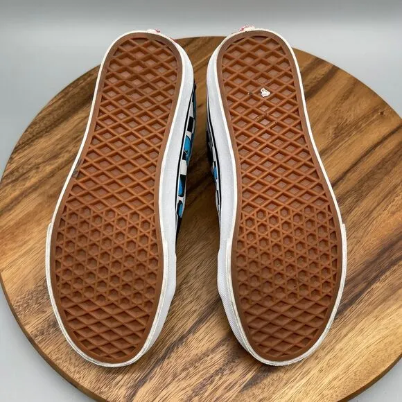 VANS SK8-HI Shoes Womens Size 8 Blue Butterflies Checkered Suede Canvas Sneakers