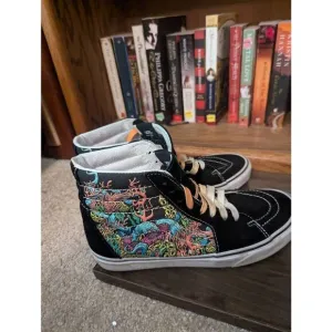 Vans Sk8-Hi Underwater Men’s 9 Coral Reef Black White Skate Shoes Suede &amp; Canvas