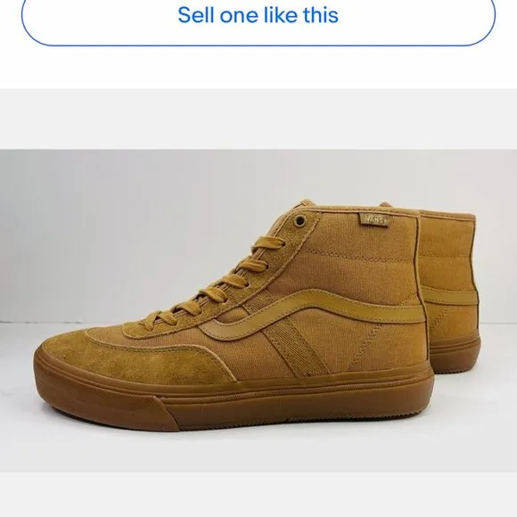 Vans Unisex Crockett High-Brown Gum Skate Shoes Sz W 7 M 6