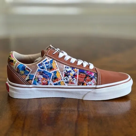 Vans X Disney 100th Anniversary Scrapbook Old Skool Sneakers Shoes Men's 5 Brown