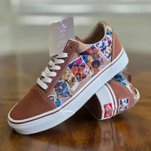 Vans X Disney 100th Anniversary Scrapbook Old Skool Sneakers Shoes Men's 5 Brown