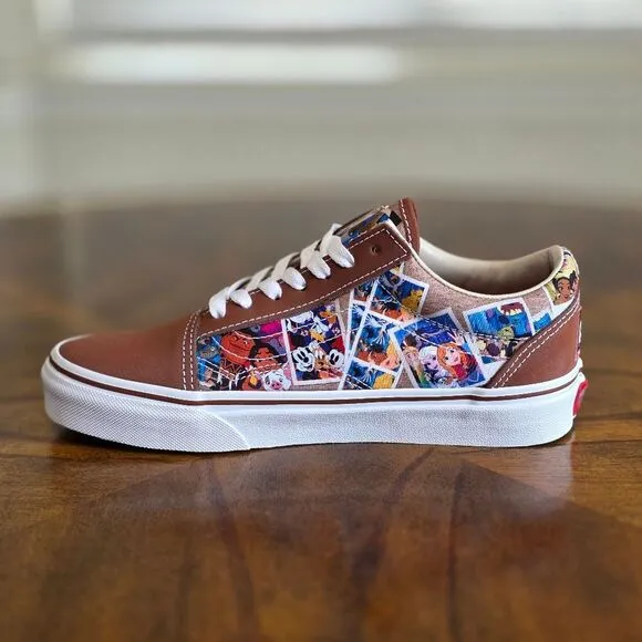 Vans X Disney 100th Anniversary Scrapbook Old Skool Sneakers Shoes Men's 5 Brown