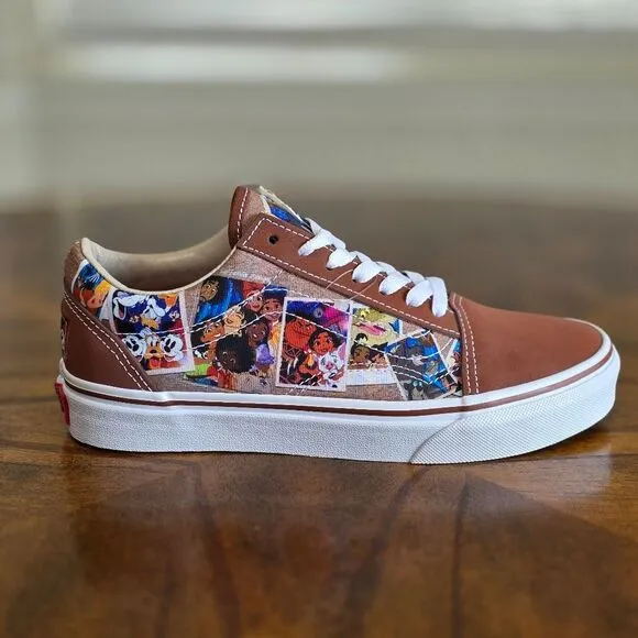 Vans X Disney 100th Anniversary Scrapbook Old Skool Sneakers Shoes Men's 5 Brown