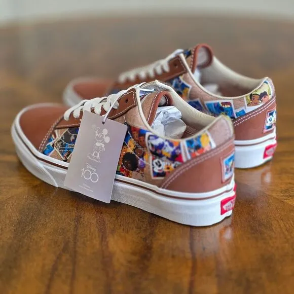 Vans X Disney 100th Anniversary Scrapbook Old Skool Sneakers Shoes Men's 5 Brown