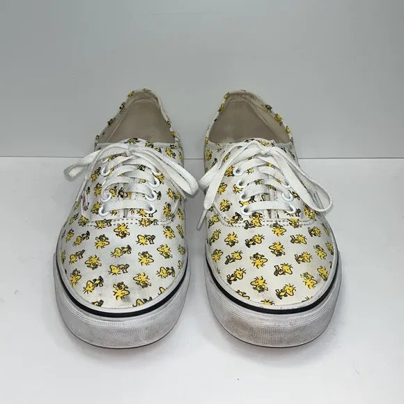 VANS x Peanuts Woodstock Size 10.5 Mens Bone/ Yellow Print Canvas Sneakers