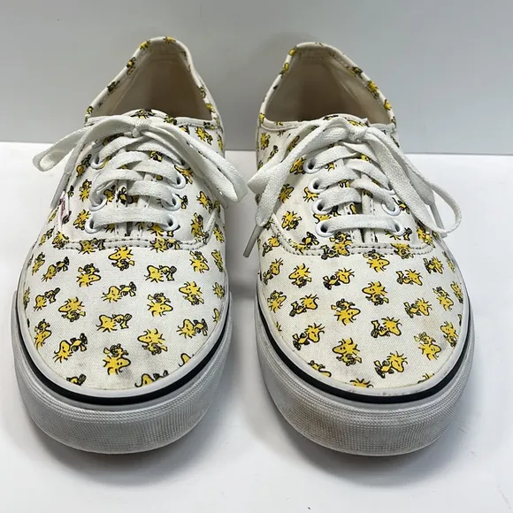 VANS x Peanuts Woodstock Size 10.5 Mens Bone/ Yellow Print Canvas Sneakers