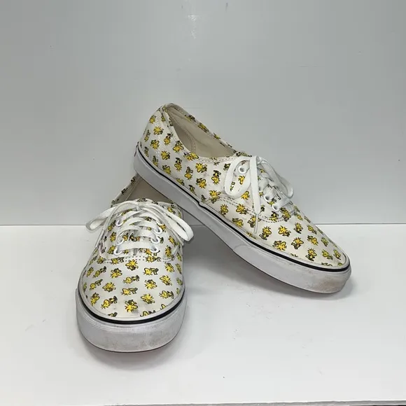 VANS x Peanuts Woodstock Size 10.5 Mens Bone/ Yellow Print Canvas Sneakers