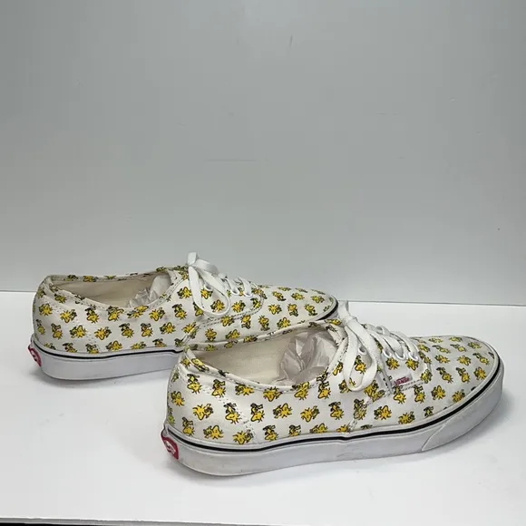 VANS x Peanuts Woodstock Size 10.5 Mens Bone/ Yellow Print Canvas Sneakers