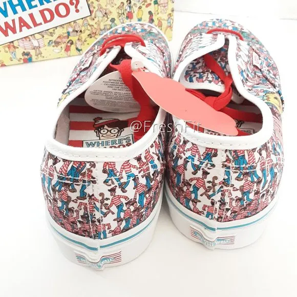 🆕Vans X Where's Waldo Authentic Lace Up Canvas Sneakers 10 Mens NWT