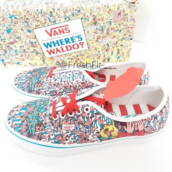 🆕Vans X Where's Waldo Authentic Lace Up Canvas Sneakers 10 Mens NWT