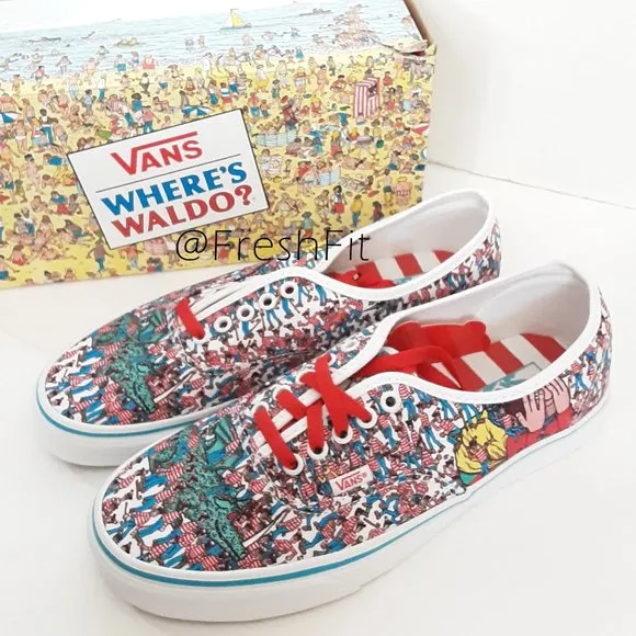 🆕Vans X Where's Waldo Authentic Lace Up Canvas Sneakers 10 Mens NWT