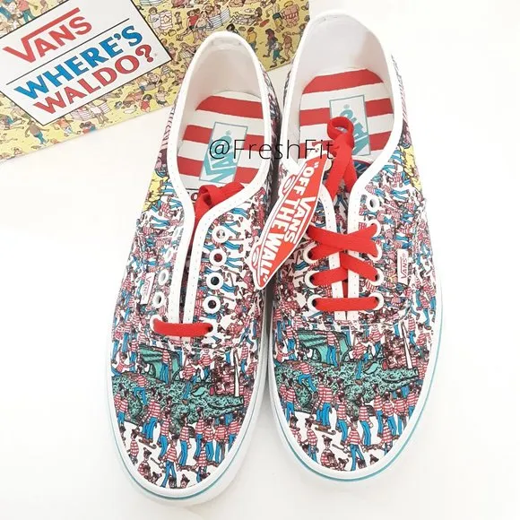 🆕Vans X Where's Waldo Authentic Lace Up Canvas Sneakers 10 Mens NWT