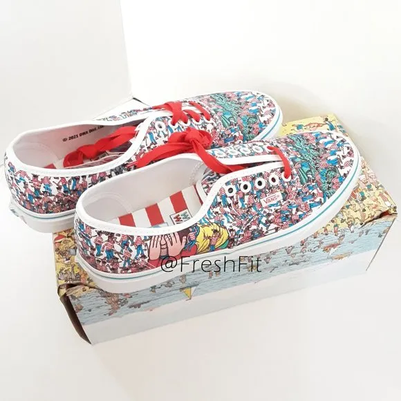 🆕Vans X Where's Waldo Authentic Lace Up Canvas Sneakers 10 Mens NWT