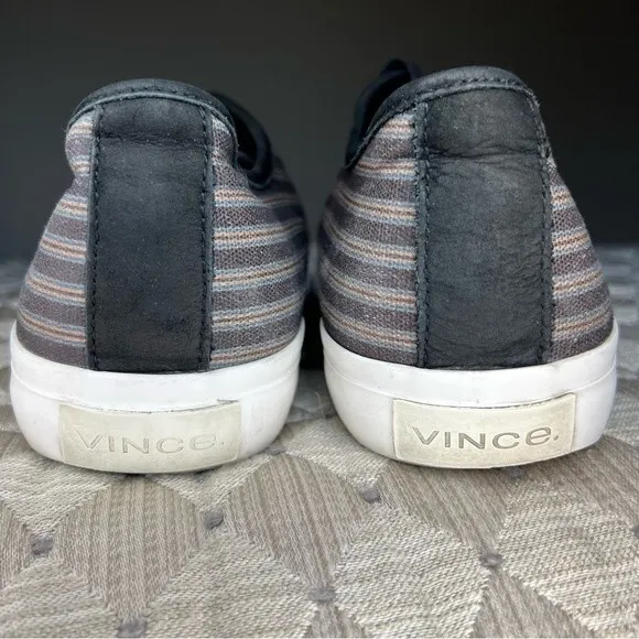 Vince Black &amp; Gray Canvas &amp; Suede Lace Up Sneaker Shoes Athleisure Men’s 11.5