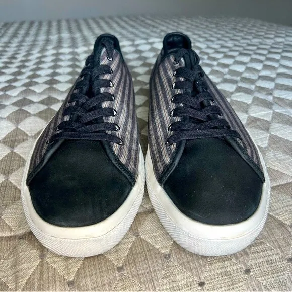 Vince Black &amp; Gray Canvas &amp; Suede Lace Up Sneaker Shoes Athleisure Men’s 11.5