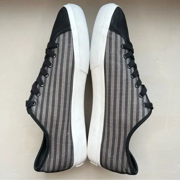 Vince Black &amp; Gray Canvas &amp; Suede Lace Up Sneaker Shoes Athleisure Men’s 11.5