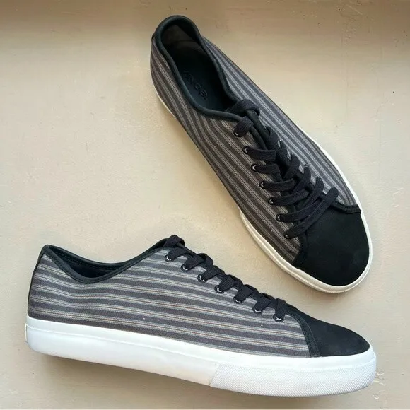 Vince Black &amp; Gray Canvas &amp; Suede Lace Up Sneaker Shoes Athleisure Men’s 11.5