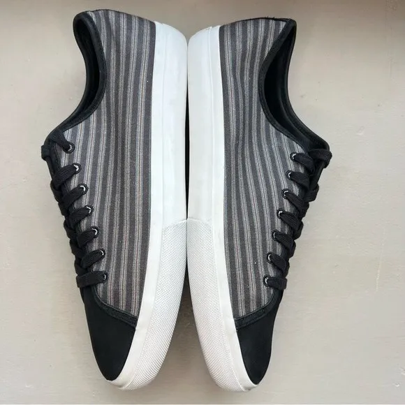 Vince Black &amp; Gray Canvas &amp; Suede Lace Up Sneaker Shoes Athleisure Men’s 11.5
