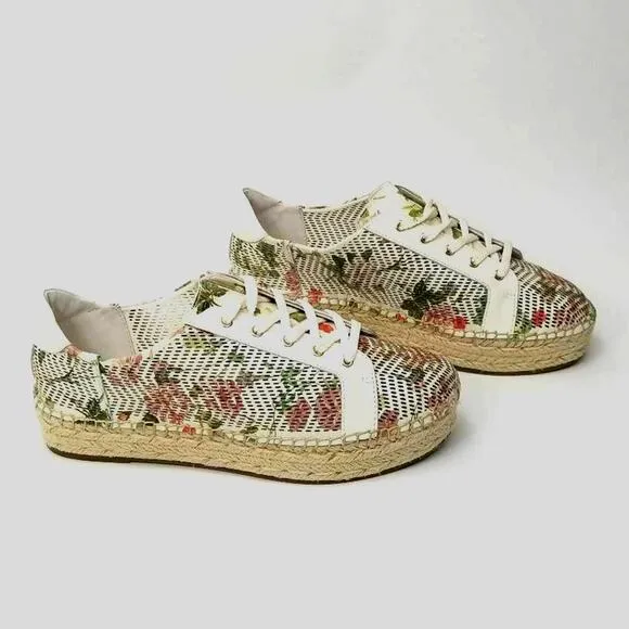 Vince Camuto Joellan Floral Oxford Sneakers Perforation Leather Women Size 8M
