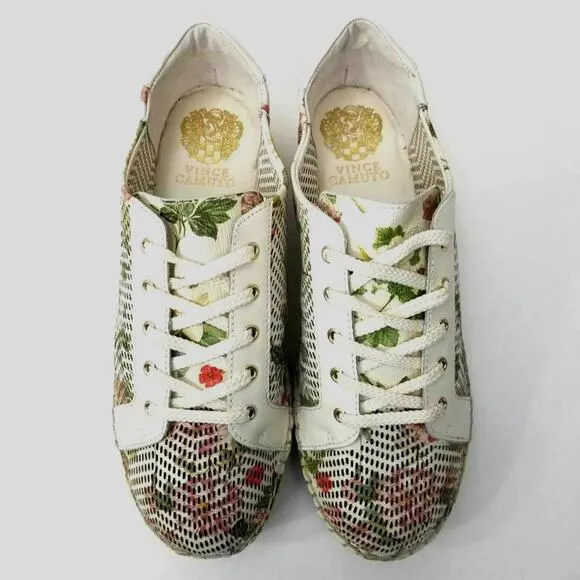 Vince Camuto Joellan Floral Oxford Sneakers Perforation Leather Women Size 8M