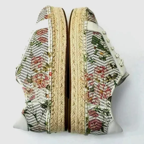 Vince Camuto Joellan Floral Oxford Sneakers Perforation Leather Women Size 8M