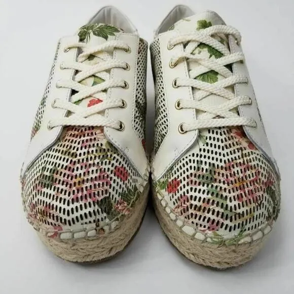 Vince Camuto Joellan Floral Oxford Sneakers Perforation Leather Women Size 8M