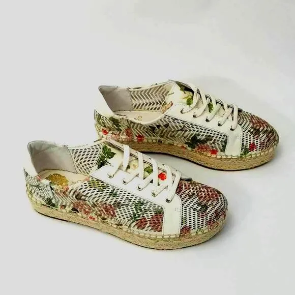 Vince Camuto Joellan Floral Oxford Sneakers Perforation Leather Women Size 8M