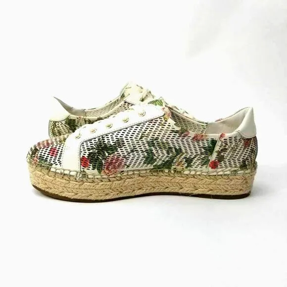 Vince Camuto Joellan Floral Oxford Sneakers Perforation Leather Women Size 8M