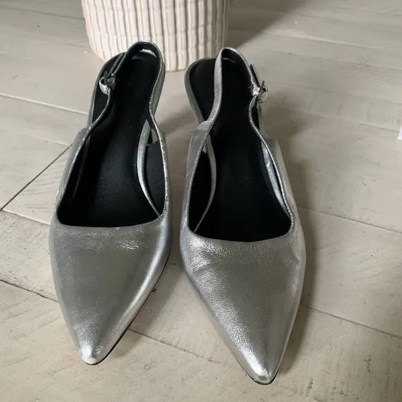 Vince Elegant Silver Women's Slingback Shoes