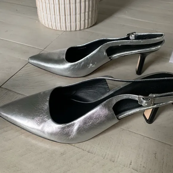 Vince Elegant Silver Women's Slingback Shoes