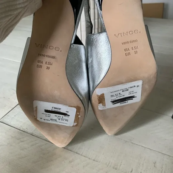 Vince Elegant Silver Women's Slingback Shoes
