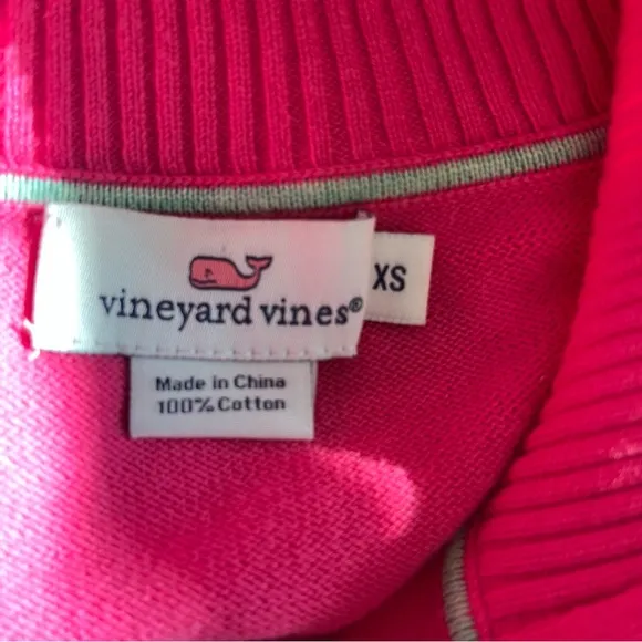 Vineyard Vines Half Zip Cotton Sweater Pink Sz XS