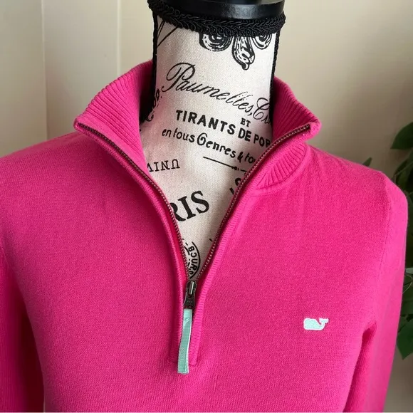 Vineyard Vines Half Zip Cotton Sweater Pink Sz XS