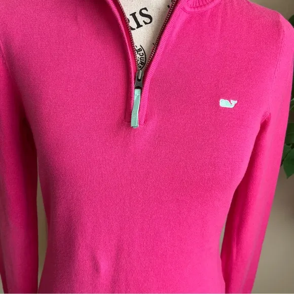 Vineyard Vines Half Zip Cotton Sweater Pink Sz XS