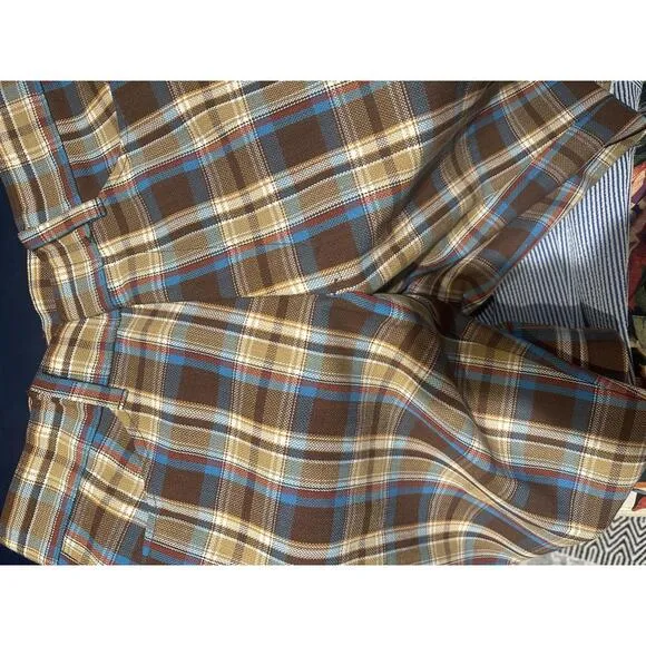 Vintage 1970s Sears Rough House Plaid Pants - Size 31x32 - Retro Western Style