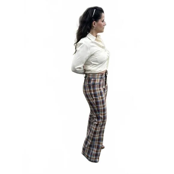 Vintage 1970s Sears Rough House Plaid Pants - Size 31x32 - Retro Western Style