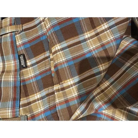Vintage 1970s Sears Rough House Plaid Pants - Size 31x32 - Retro Western Style