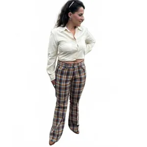 Vintage 1970s Sears Rough House Plaid Pants - Size 31x32 - Retro Western Style
