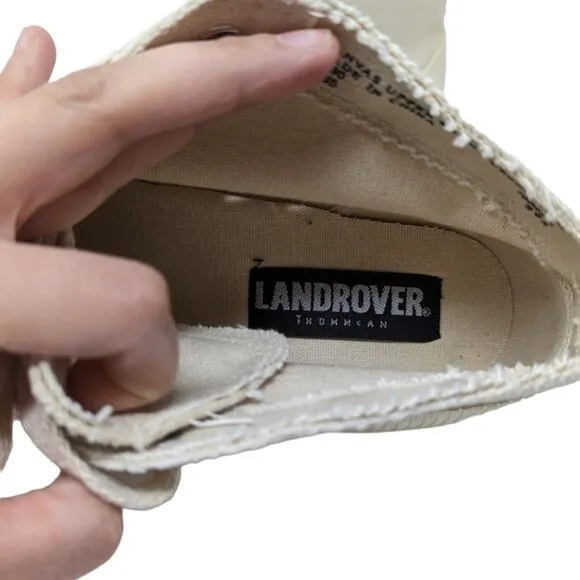Vintage 1990s Y2K Landrover Thom Mcan Beige Cream Khaki Canvas Boots Shoes Sz 8